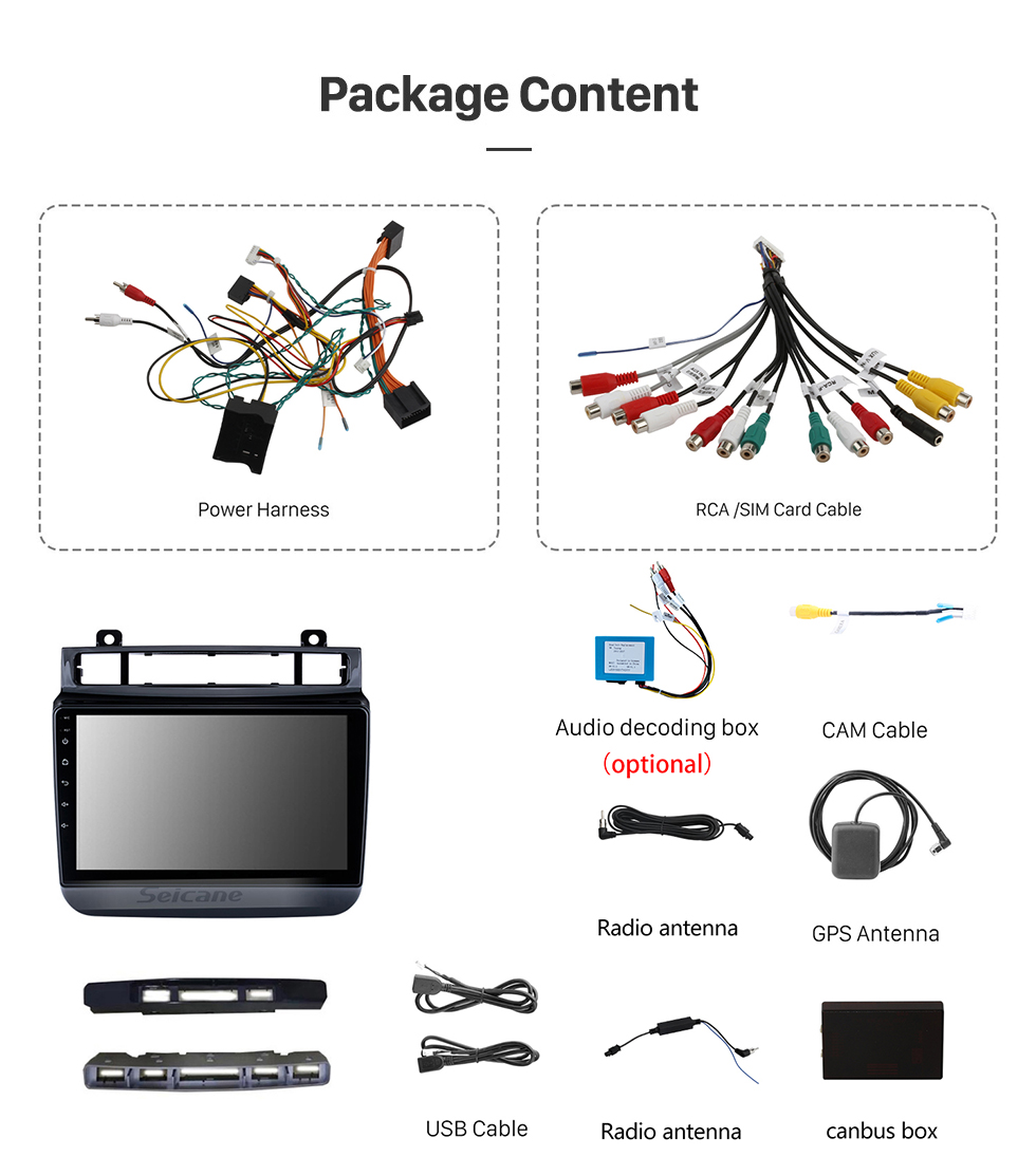 Seicane 9 inch HD Touchscreen Android 13.0 For 2011-2017 2018 New VW Volkswagen Touareg car Radio Stereo with Bluetooth GPS Navigation System Carplay Android auto