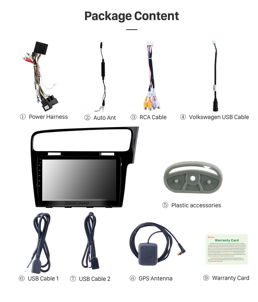 Seicane Écran tactile HD 10,1 pouces Android 10.0 pour 2013 2014 2015 VW Volkswagen Golf 7 RHD Radio de navigation GPS avec prise en charge Bluetooth Carplay TPMS
