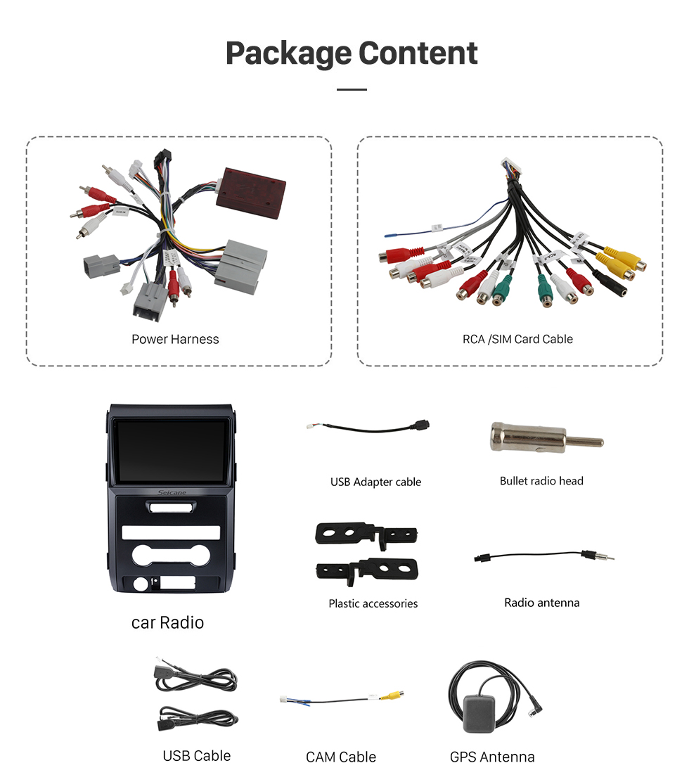 Seicane Estéreo para automóvil popular de 9 pulgadas para 2009 2010 2011 2012 Ford F150 Raptor LHD Versión Hign con pantalla táctil Bluetooth HD Soporte de navegación GPS Cámara de visión trasera Carplay DAB + OBD2