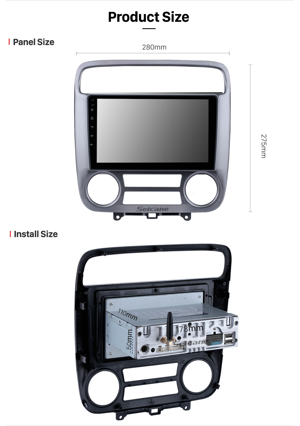 Seicane OEM Android 11.0 for2001 2002 2003 2004 Honda Stream Radio com Bluetooth 9 polegadas HD Touchscreen Sistema de navegação GPS Suporte para Carplay DSP