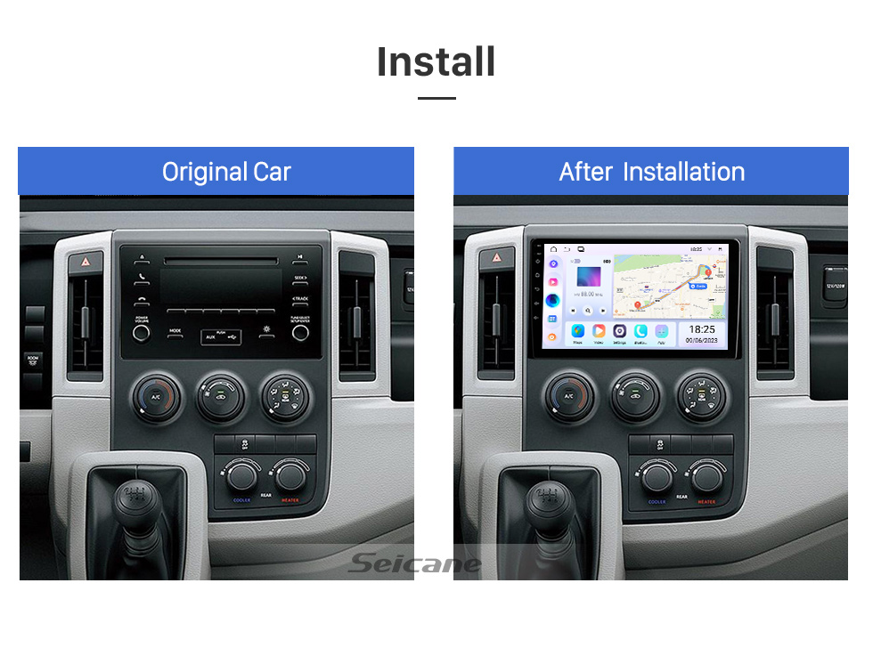 Seicane Stéréo à écran tactile HD de 9 po pour remplacement de la radio Toyota Hiace 2019 avec navigation GPS Bluetooth Carplay Prise en charge de la radio FM/AM Caméra de recul WIFI Seicane Stéréo à écran tactile HD de 9 po pour remplacement de la radio Toyota Hiace 2019 avec navigation GPS Bluetooth Carplay Prise en charge de la radio FM/AM Caméra de recul WIFI
