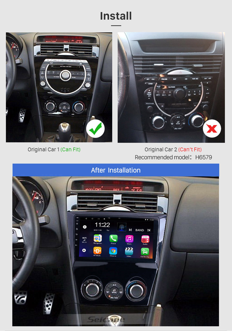 Seicane Ecrã táctil HD de 9 polegadas Android 10.0 para rádio automóvel VW Variant 2020 VW com sistema de navegação GPS Bluetooth Carplay