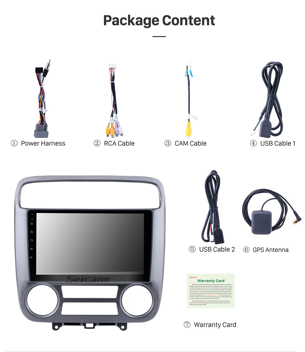 Seicane Pour 2001-2004 Honda Stream Radio Android 10.0 HD à écran tactile 9 pouces Système de navigation GPS avec support WIFI Bluetooth Carplay DVR