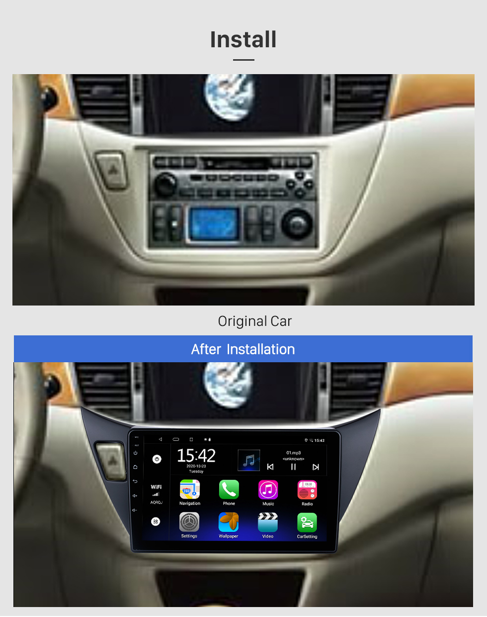 Seicane HD Touchscreen 9 Zoll Android 10.0 GPS Navigationsradio für 2001-2007 Mitsubishi Lancer LHD mit WIFI Carplay Bluetooth USB Unterstützung RDS OBD2 DVR 4G