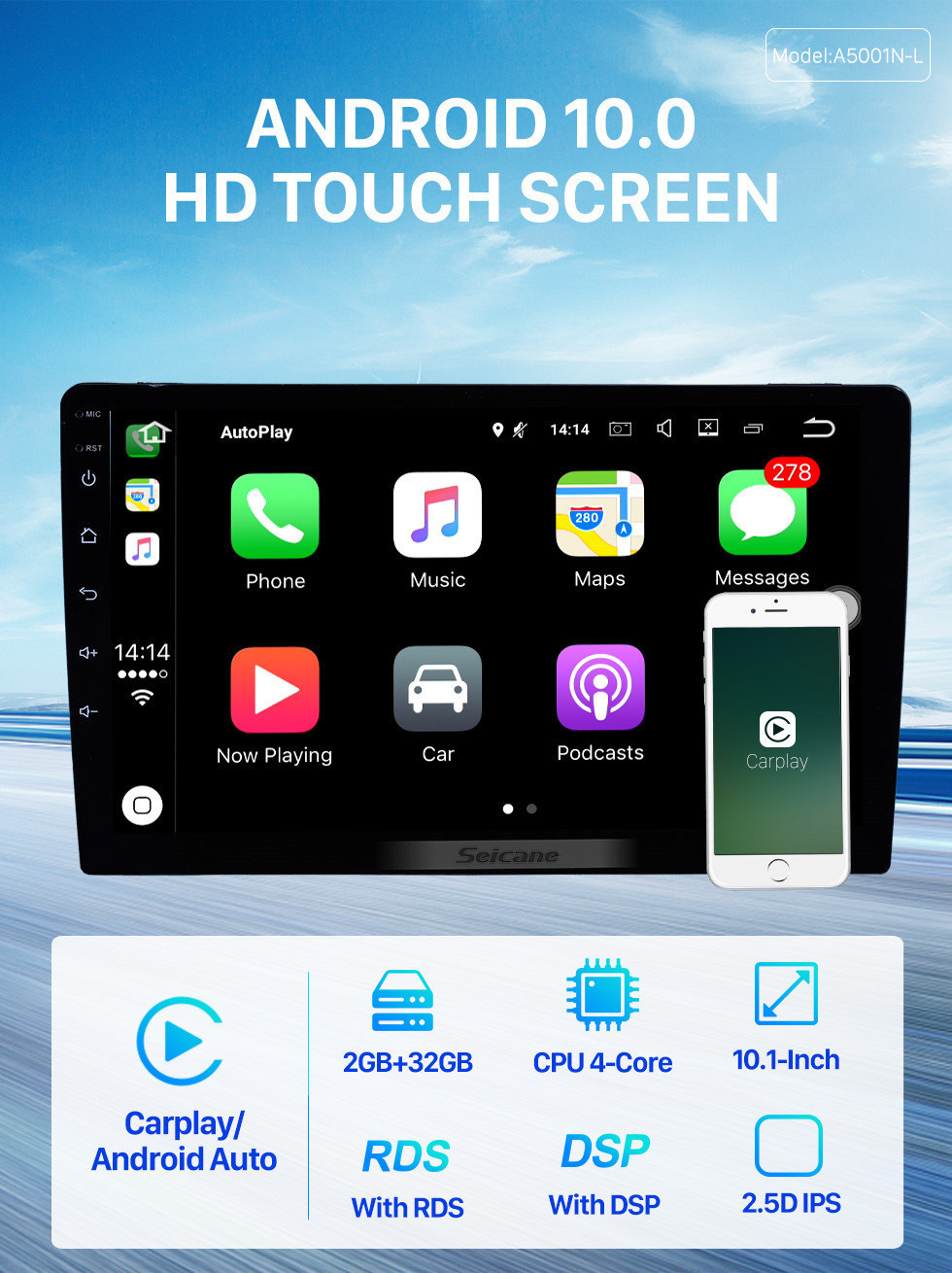 Seicane 10.1 inch Android 10.0 Universal GPS Navigation Bluetooth Car Audio System Built-in Carplay Android Auto 4G WiFi Backup Camera DVR DAB+ Steering Wheel Control Seicane 10.1 inch Android 10.0 Universal GPS Navigation Bluetooth Car Audio System Built-in Carplay Android Auto 4G WiFi Backup Camera DVR DAB+ Steering Wheel Control