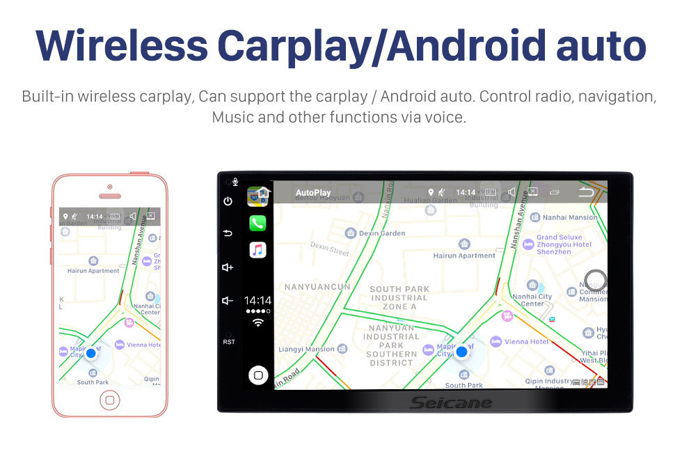 Seicane 10,1-дюймовый Android 10.0 Универсальная GPS-навигация Автомобильная аудиосистема с Bluetooth Встроенная Carplay Android Auto 4G WiFi Резервная камера DVR DAB + Управление на рулевом колесе