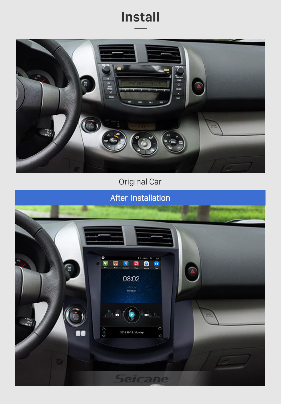 Seicane Android 9.1 9.7 inch HD Touchscreen 2008 2009 2010 2011 Toyota RAV4 GPS Navigation Radio Bluetooth AUX WIFI support 4G Carplay OBD2 SWC DVR Digital TV Backup Camera Seicane Android 9.1 9.7 inch HD Touchscreen 2008 2009 2010 2011 Toyota RAV4 GPS Navigation Radio Bluetooth AUX WIFI support 4G Carplay OBD2 SWC DVR Digital TV Backup Camera