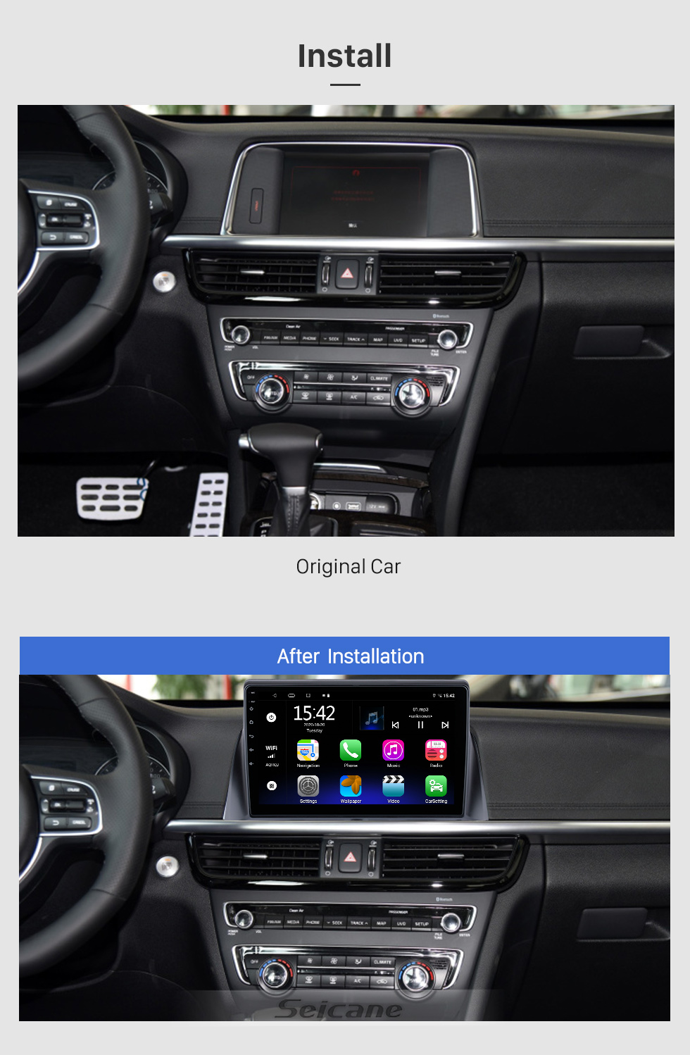 Seicane Android 10.0 HD Touchscreen 10.1 inch for 2016 Kia K5 LHD Radio GPS Navigation System with Bluetooth support Carplay