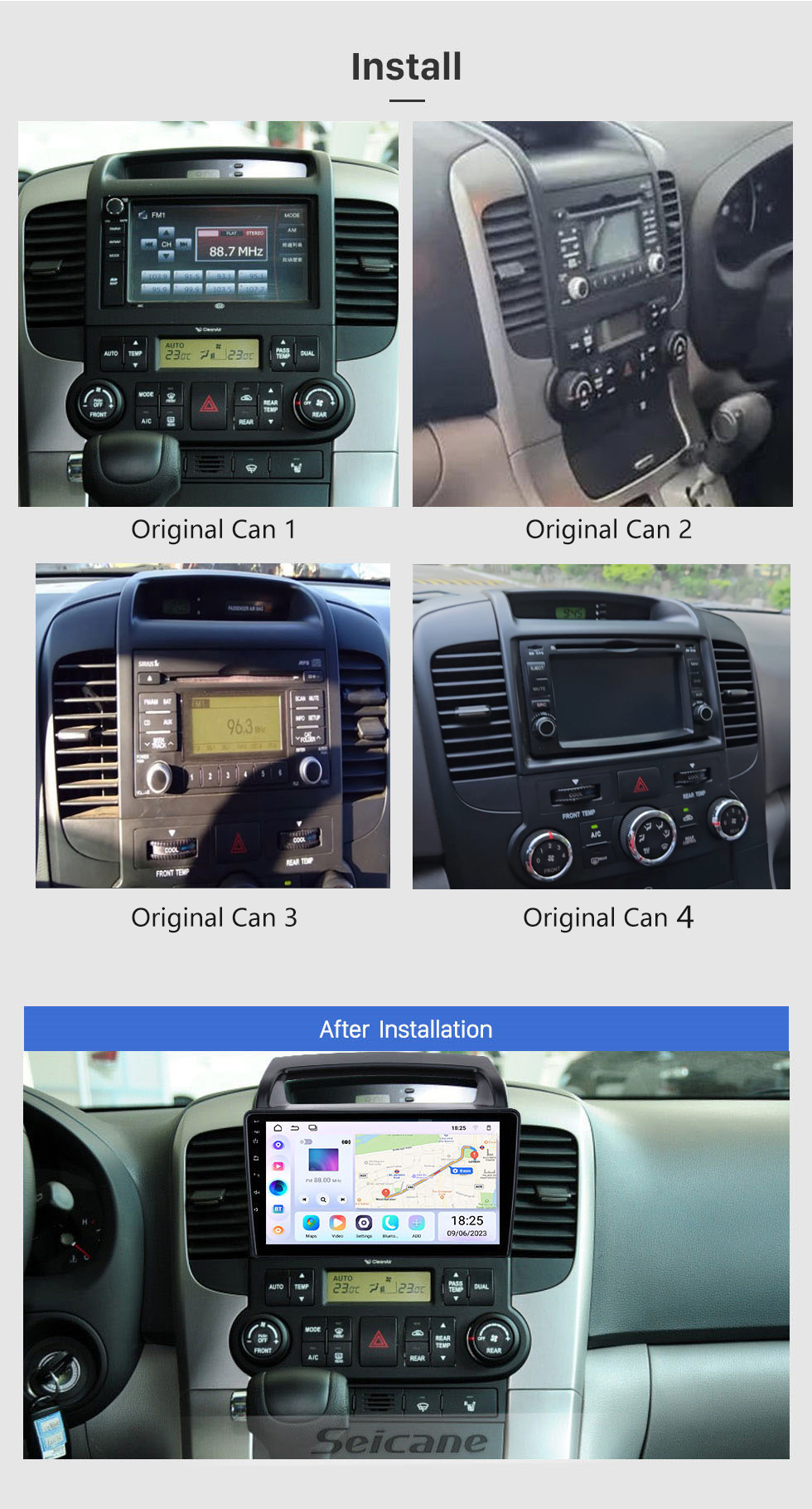 Seicane 9 inch Android 14.0 HD touchscreen for 2006 2007-2012 KIA VQ Sedona Radio GPS Navigation System with Bluetooth Steering Wheel Control Digital TV Mirror Link Backup Camera TPMS Seicane 9 inch Android 14.0 HD touchscreen for 2006 2007-2012 KIA VQ Sedona Radio GPS Navigation System with Bluetooth Steering Wheel Control Digital TV Mirror Link Backup Camera TPMS