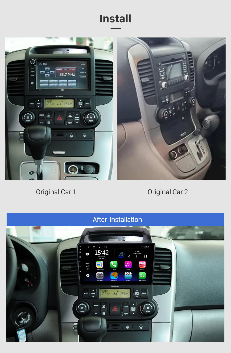 Seicane 9 pouces 2011 KIA VQ Android 10.0 HD Radio à écran tactile Système de navigation GPS avec commande au volant Bluetooth Téléviseur numérique Lien miroir Caméra de recul TPMS