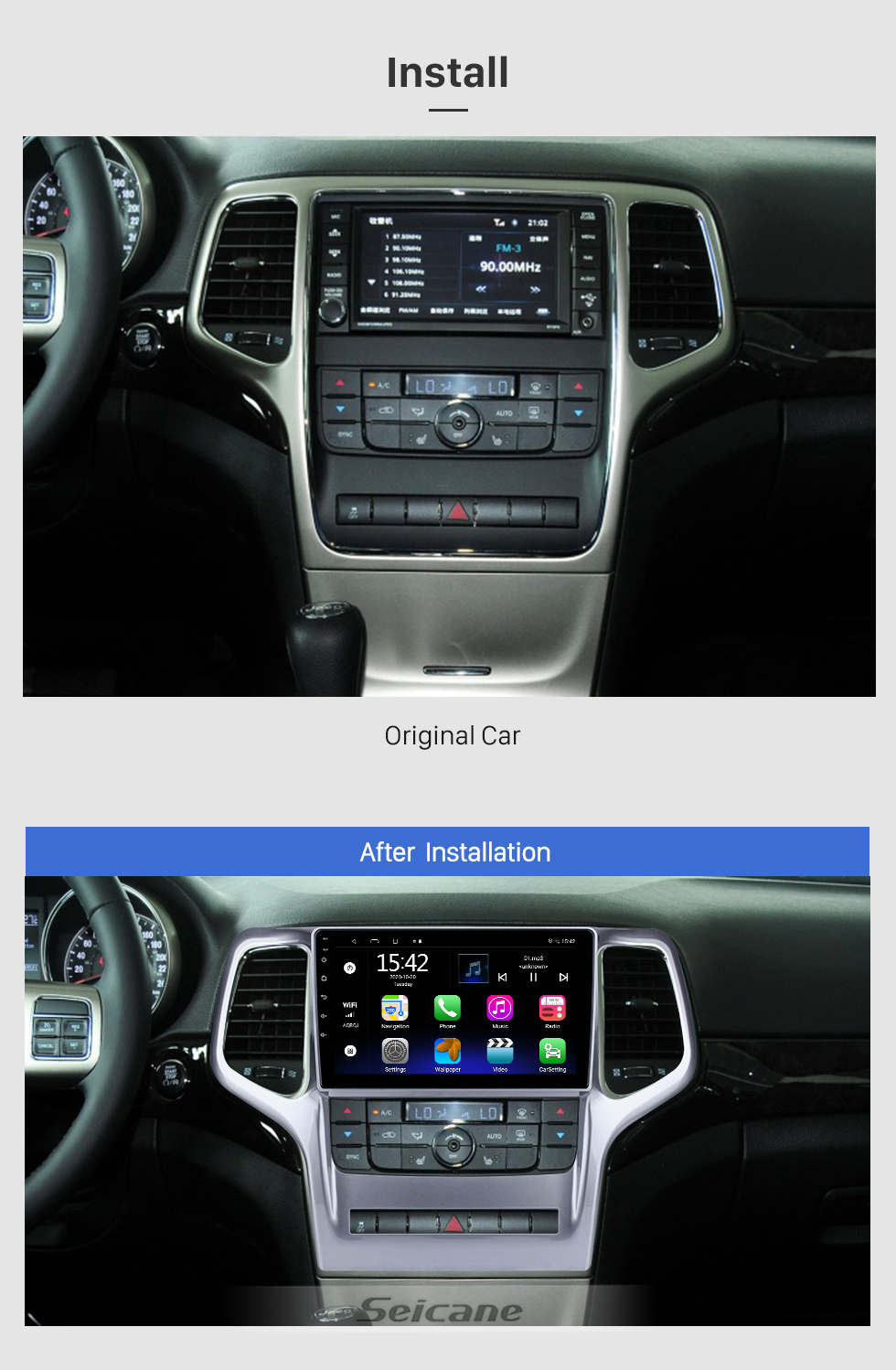 Seicane Autoradio à écran tactile HD de 9 pouces pour Jeep Grand Cherokee 2008 2009 2010 2011 2012 avec système Android 13.0 Navigation GPS Prise en charge Bluetooth Caméra de recul DVR Seicane Autoradio à écran tactile HD de 9 pouces pour Jeep Grand Cherokee 2008 2009 2010 2011 2012 avec système Android 13.0 Navigation GPS Prise en charge Bluetooth Caméra de recul DVR