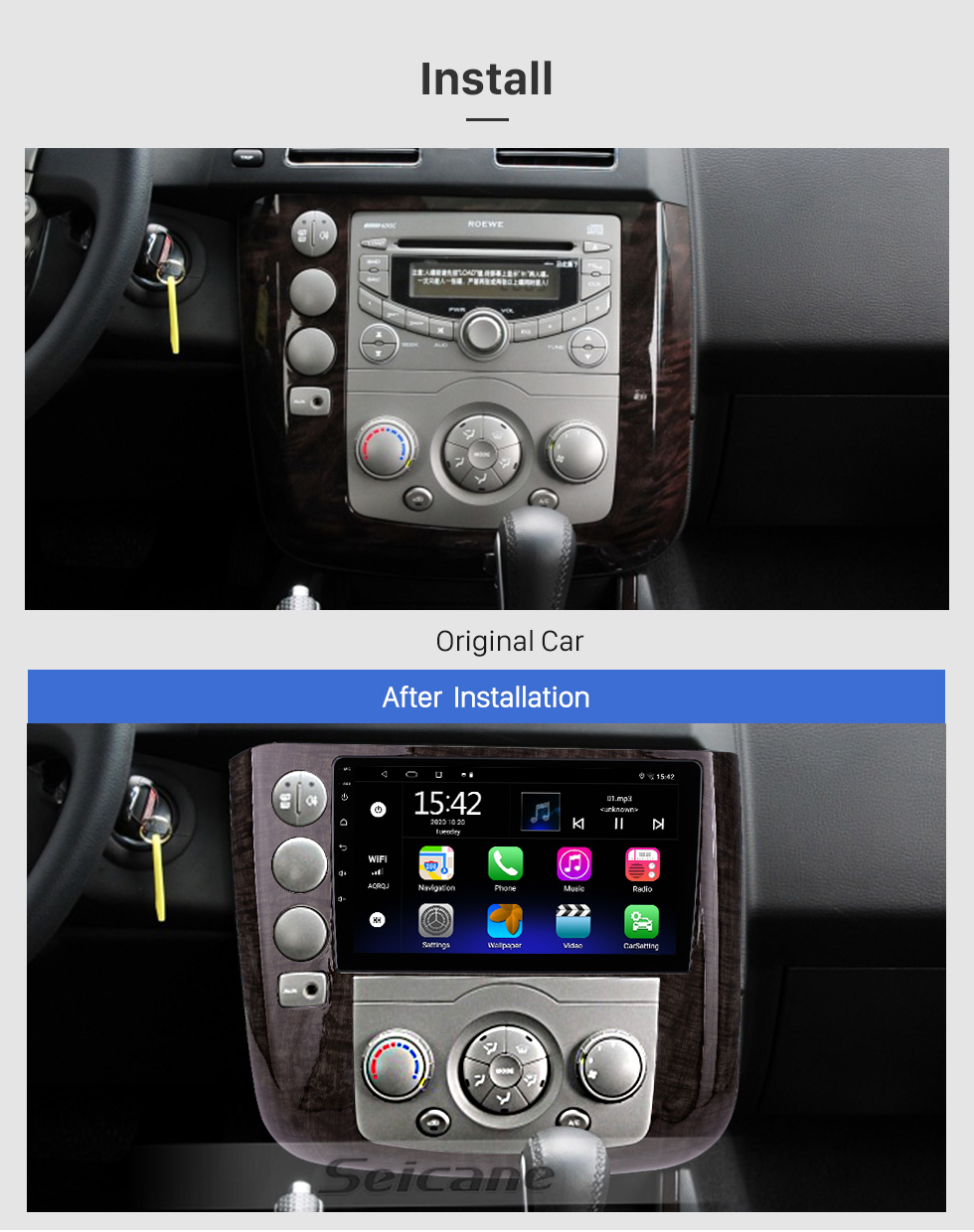 Seicane OEM 9 inch Android 10.0 For 2011-2014 Roewe W5 LHD Radio with Bluetooth HD Touchscreen GPS Navigation System support Carplay DAB+