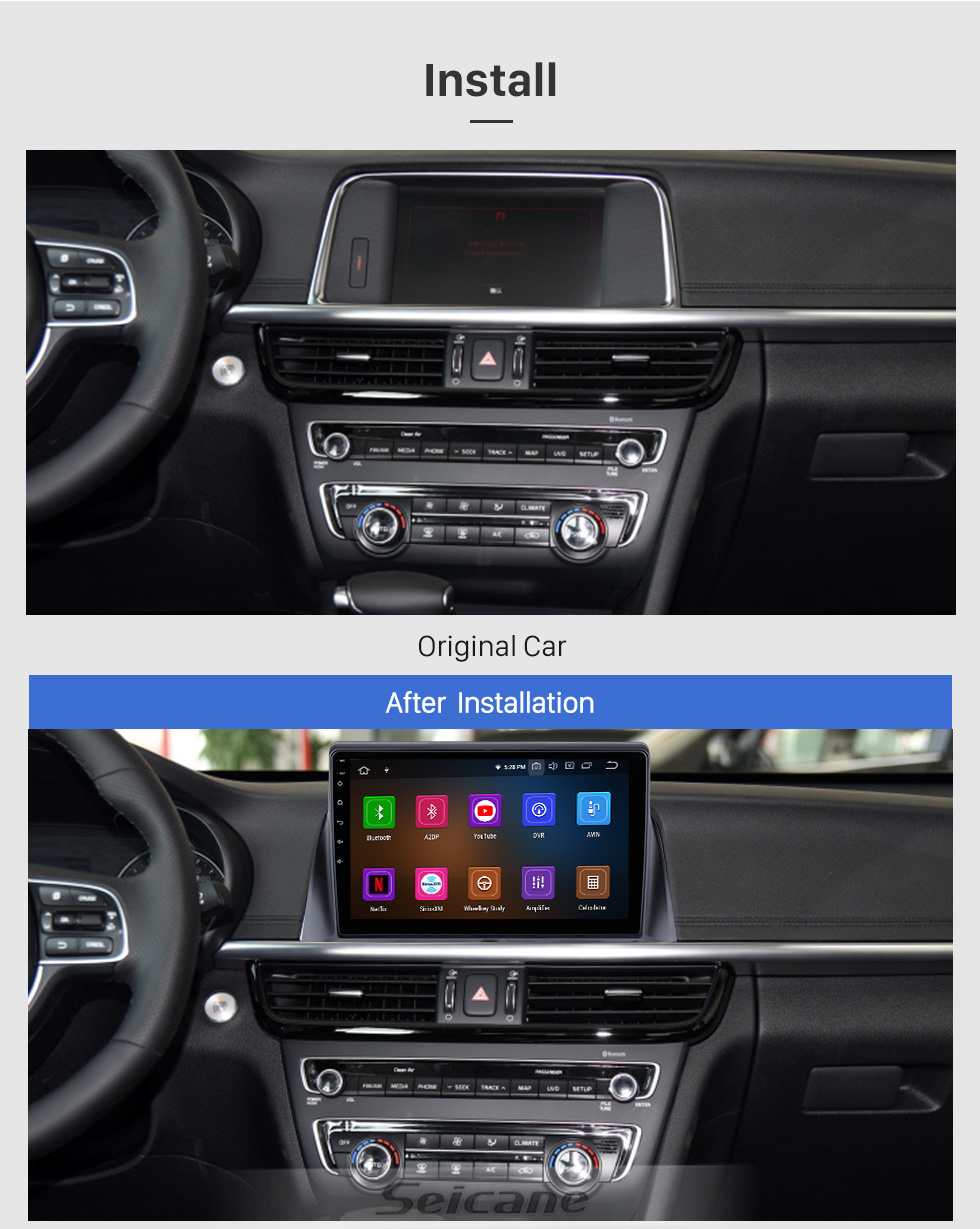 Seicane Android 11.0 HD Touchscreen de 10,1 polegadas para 2016 Kia K5 LHD Rádio Sistema de navegação GPS com suporte para Bluetooth Carplay