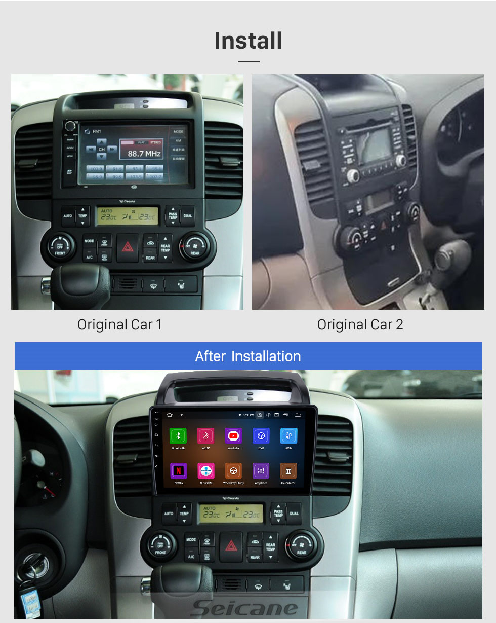 Seicane Android 11.0 9-Zoll-HD-Touchscreen-Autoradio für 2011 KIA VQ GPS-Navigation Bluetooth WIFI USB-Spiegelverbindung Unterstützung DVR OBD2 4G WiFi Lenkradsteuerung Rückfahrkamera