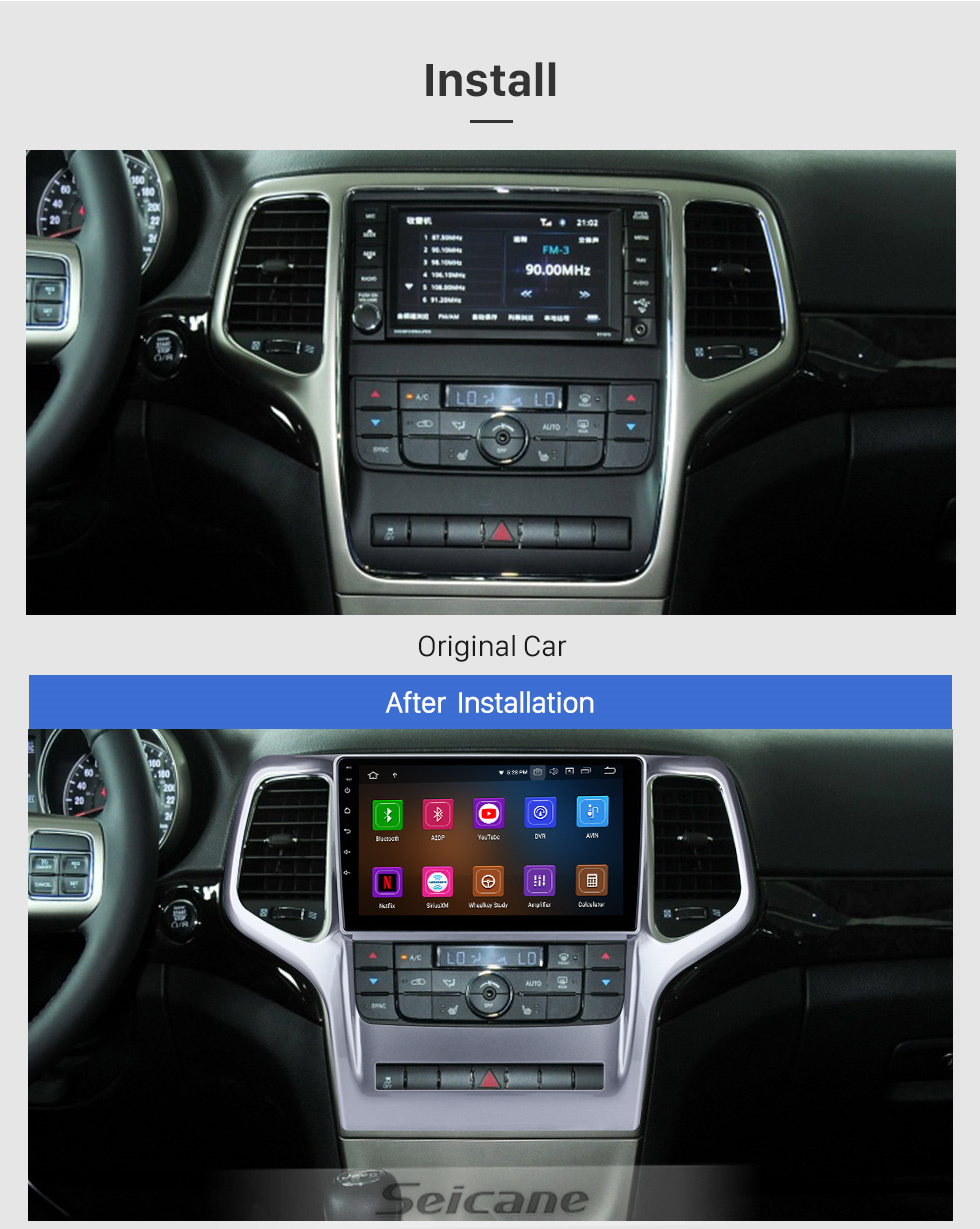 Seicane 2008 2009 2010 2011 2012 Jeep Grand Cherokee 9 Zoll Andriod 11.0 HD Touchsreen Autoradio GPS-Navigationssystem mit Bluetooth-Unterstützung Carplay