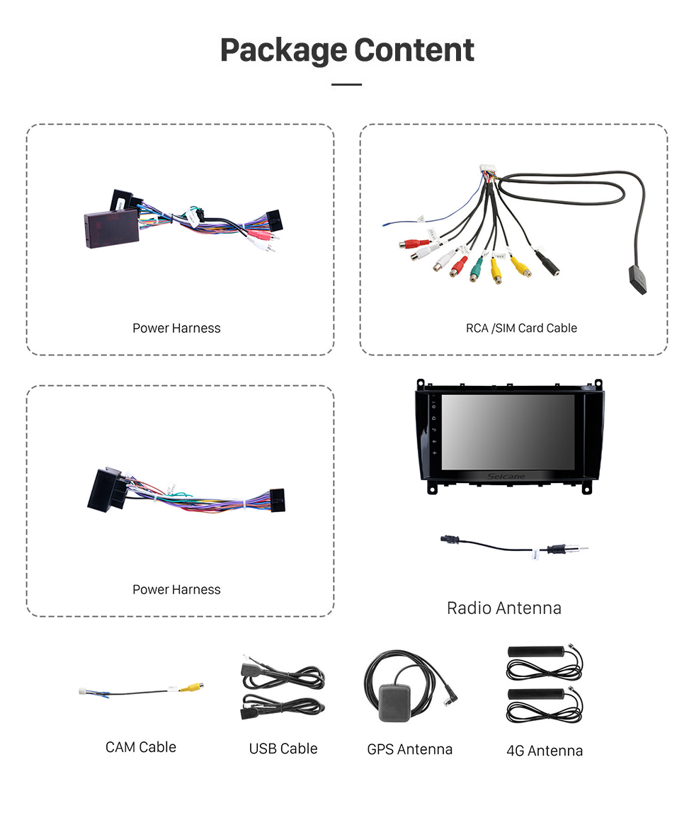 Seicane Для Mercedes Benz CLK W209 2006-2012 Benz CLS W219 2004-2008 Радио Android 12.0 HD Сенсорный экран 8 дюймов с AUX Bluetooth GPS-навигационная система Поддержка Carplay 1080P Video