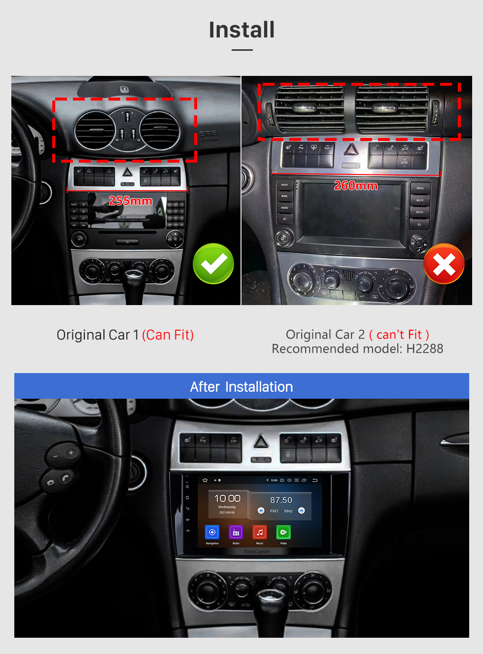 Seicane For Mercedes Benz CLK W209 2006-2012 Benz CLS W219 2004-2008 Radio Android 12.0 HD Touchscreen 8 inch with AUX Bluetooth GPS Navigation System Carplay support 1080P Video