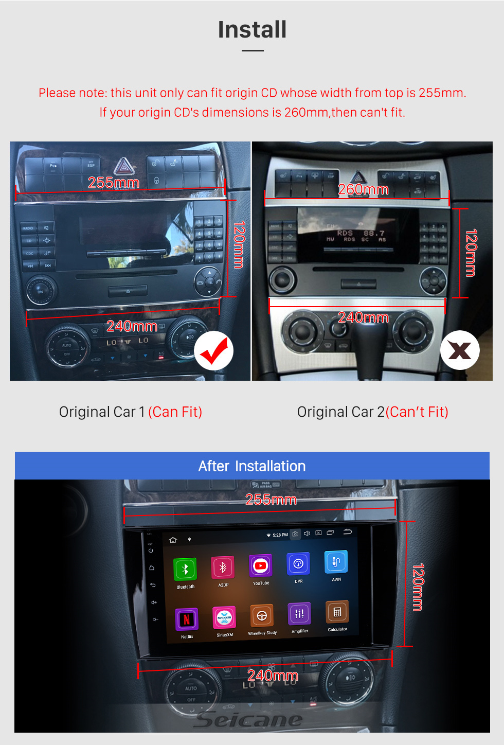 Seicane For Mercedes Benz CLK W209 2006-2012 Benz CLS W219 2004-2008 Radio Android 12.0 HD Touchscreen 8 inch with AUX Bluetooth GPS Navigation System Carplay support 1080P Video