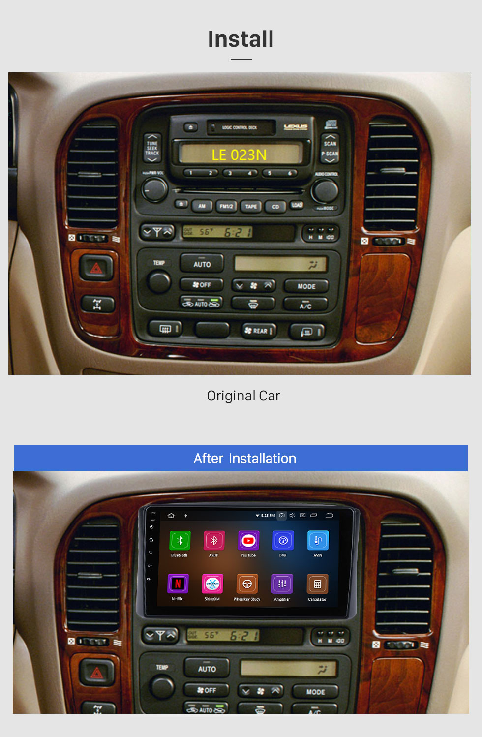 Seicane Android 11.0 Para 1998 1999 2000 2001 2002 LEXUS 4700 Radio 9 polegadas Sistema de navegação GPS com Bluetooth HD Touchscreen com suporte para SWC