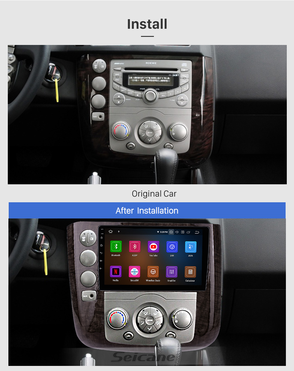 Seicane OEM Android 11.0 Für 2011-2014 Roewe W5 LHD Radio mit Bluetooth 9 Zoll HD Touchscreen GPS Navigationssystem Carplay Unterstützung DSP