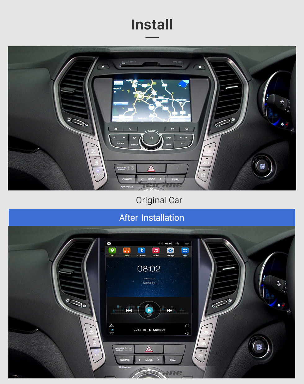 Seicane 2015 2016 2017 Hyundai Santafe IX45 9.7 pouces HD Écran tactile Android 9.1 Radio GPS Navigation Bluetooth FM AUX WIFI Lien miroir rétroviseur soutien caméra de recul TV numérique OBD2 DVD TPMS Seicane 2015 2016 2017 Hyundai Santafe IX45 9.7 pouces HD Écran tactile Android 9.1 Radio GPS Navigation Bluetooth FM AUX WIFI Lien miroir rétroviseur soutien caméra de recul TV numérique OBD2 DVD TPMS