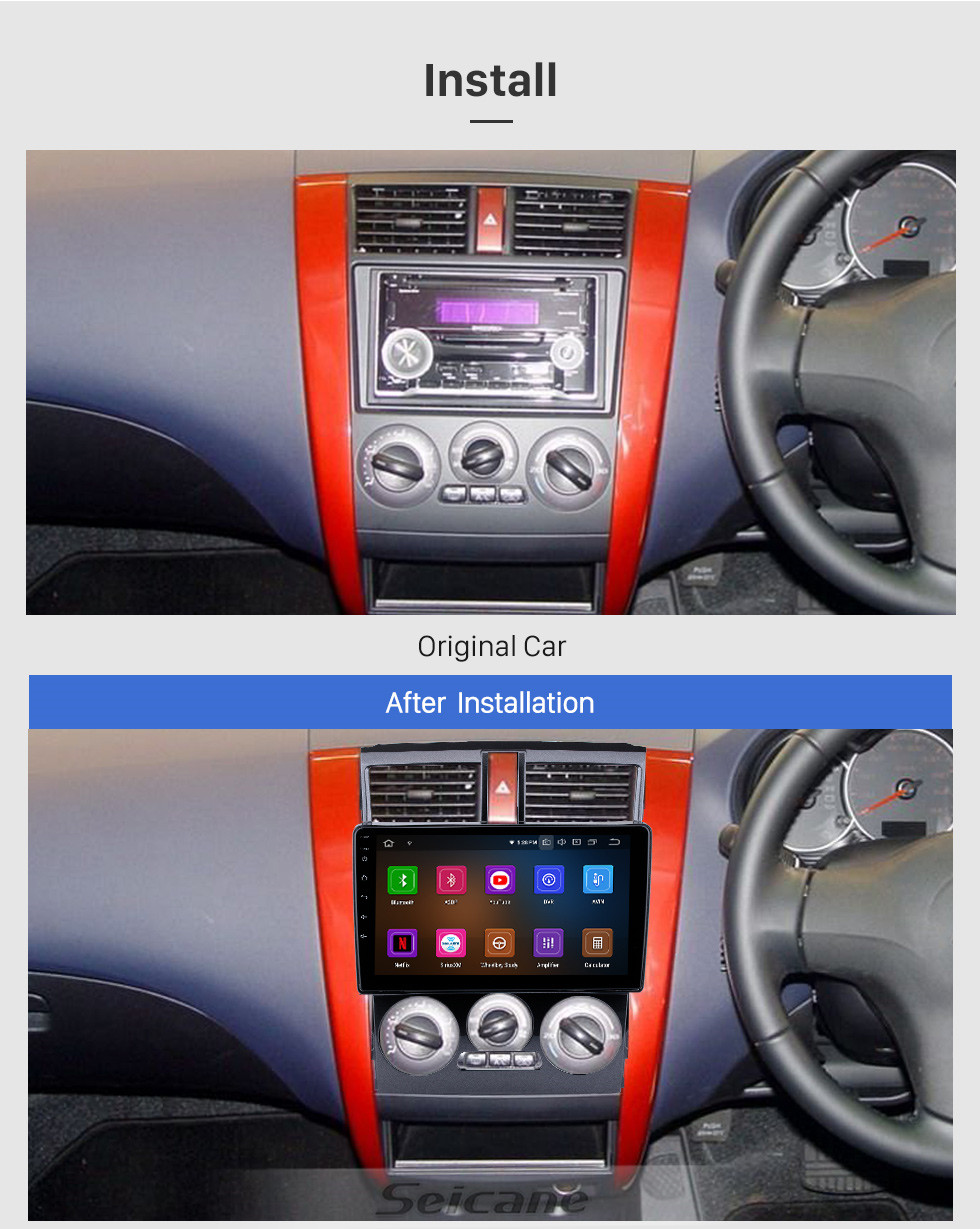 Seicane Android 11.0 HD Touchscreen de 9 polegadas para rádio Mitsubishi COLT Plus 2007-2012 com sistema de navegação GPS Bluetooth Suporte para Carplay DSP