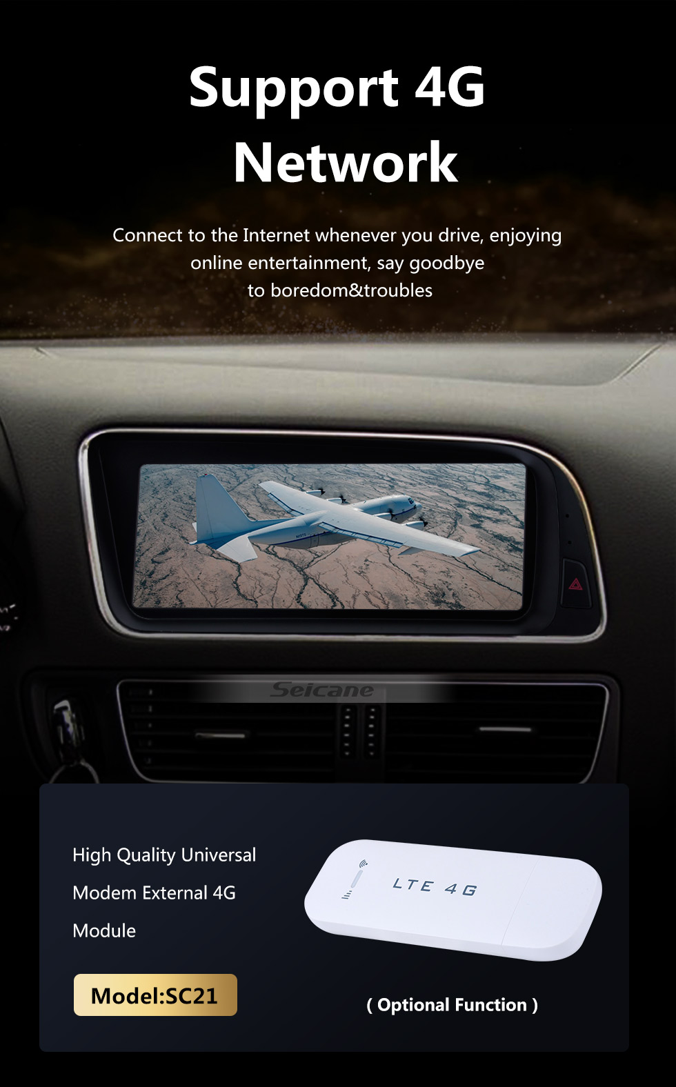 Seicane 8,8-дюймовый Android 10.0 HD Touchescreen Radio для 2013 2014 2015 AUDI Q5 LHD Низкая версия GPS-навигация Обновление Стерео Wifi Carplay Поддержка управления рулевым колесом через USB DAB +