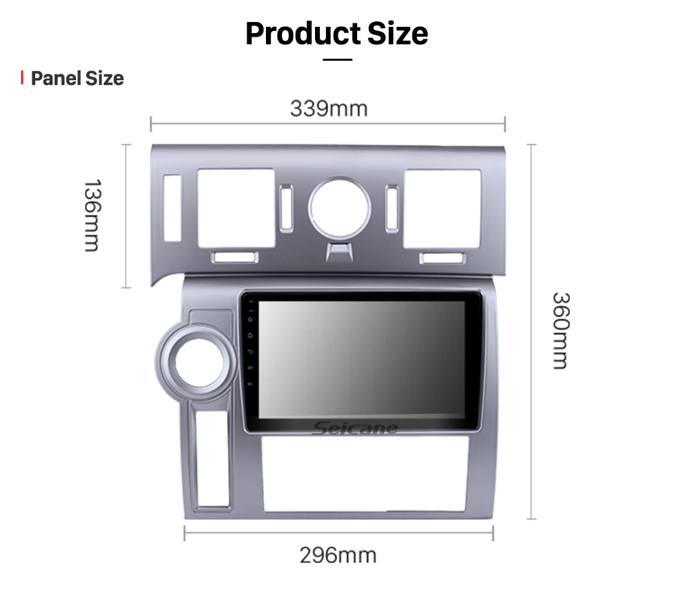 Seicane Android 10.0 HD Touchscreen de 9 polegadas para Hummer H2 LHD 2008 Sistema de navegação GPS por rádio com suporte para Bluetooth Carplay