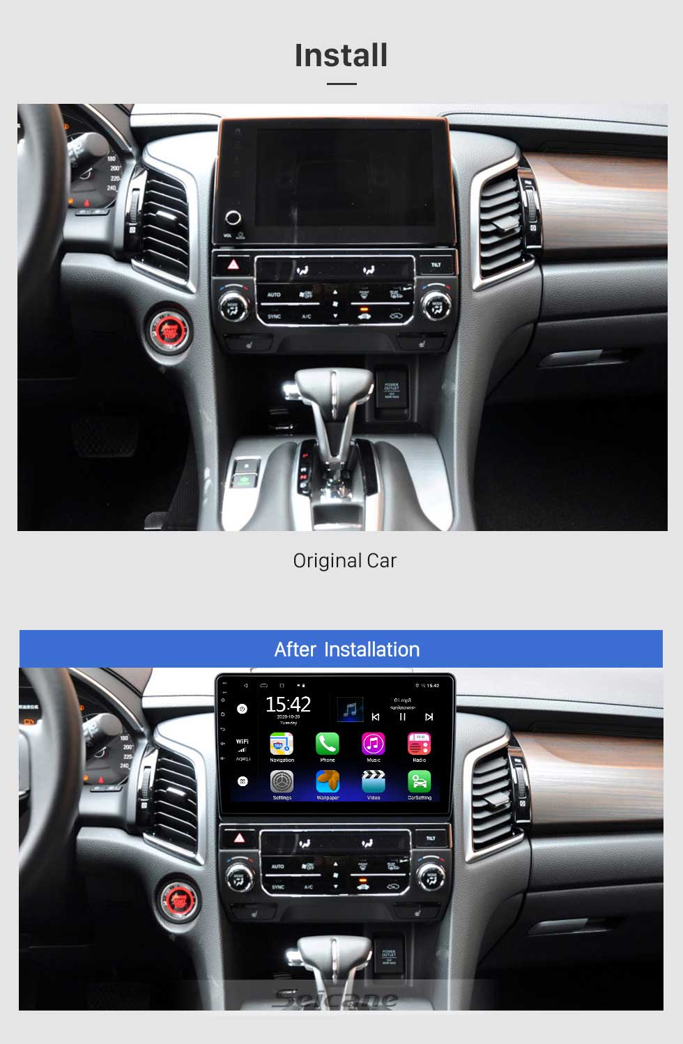 Seicane HD Touchscreen 9 polegadas para 2018 Honda Elysion Radio Android 10.0 Sistema de Navegação GPS com suporte Bluetooth Carplay