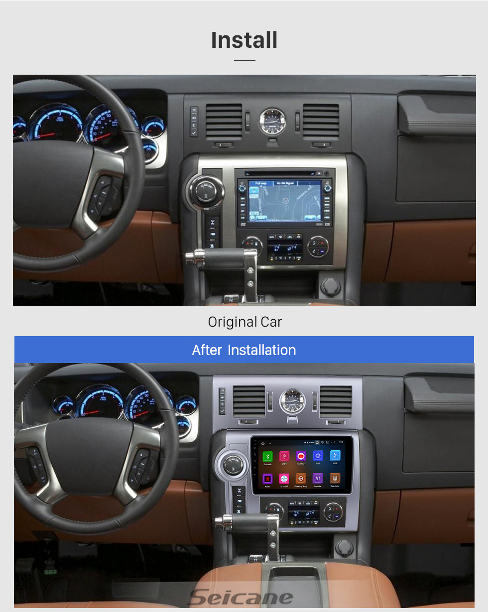 Seicane 9 pouces pour 2008 Hummer H2 LHD Radio Android 11.0 système de navigation GPS Bluetooth HD écran tactile support Carplay OBD2