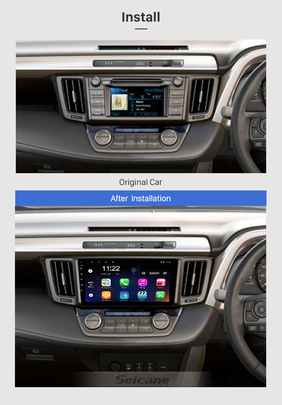 Seicane Aftermarket 9 inch 2013-2018 Toyota RAV4 Right hand driving GPS Navigation System Android 8.1 Radio Touch Screen support TPMS DVR OBD Mirror Link Bluetooth 3G WiFi Seicane Aftermarket 9 inch 2013-2018 Toyota RAV4 Right hand driving GPS Navigation System Android 8.1 Radio Touch Screen support TPMS DVR OBD Mirror Link Bluetooth 3G WiFi