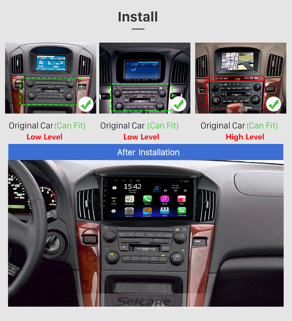 Seicane 9-дюймовый Android 13.0 для Lexus RX300 Toyota Harrie 1997 1998 1999-2003 Радио GPS-навигационная система с сенсорным экраном HD Поддержка Bluetooth Carplay OBD2