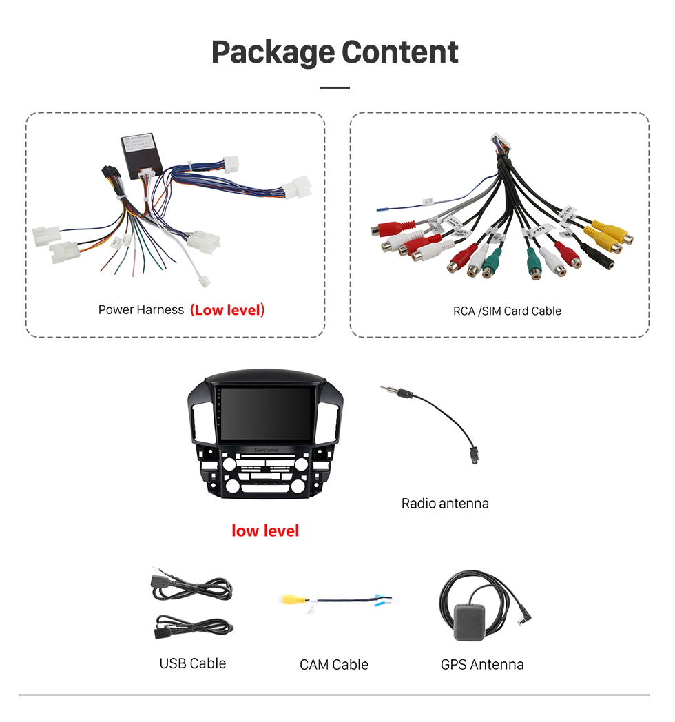 Seicane 9 inch Android 13.0 For Lexus RX300 Toyota Harrie 1997 1998 1999-2003 Radio GPS Navigation System With HD Touchscreen Bluetooth support Carplay OBD2