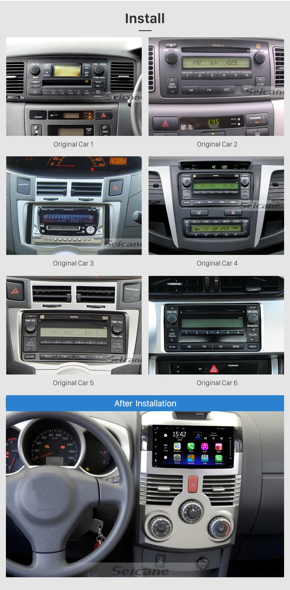 Seicane Android 10.0 für TOYOTA YARIS universelles 7-Zoll-HD-Touchscreen-Radio GPS-Navigationssystem unterstützt Bluetooth Carplay OBD2 DVR WiFi-Lenkradsteuerung Seicane Android 10.0 für TOYOTA YARIS universelles 7-Zoll-HD-Touchscreen-Radio GPS-Navigationssystem unterstützt Bluetooth Carplay OBD2 DVR WiFi-Lenkradsteuerung