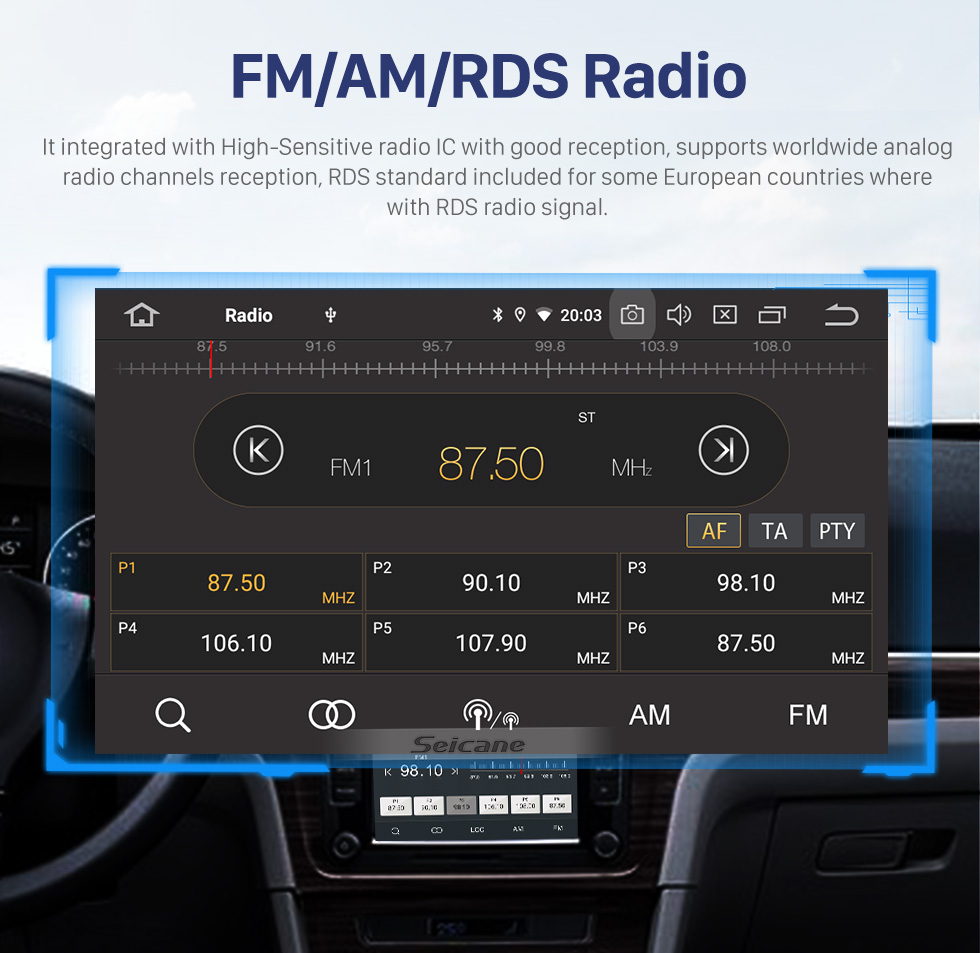 Seicane 2010 2011 Seat Alhambra Android 10.0 Navegación GPS Coche Reproductor de DVD con 3G WiFi Mirror Link Cámara de respaldo OBD2 DVR HD Pantalla táctil Control del volante Bluetooth