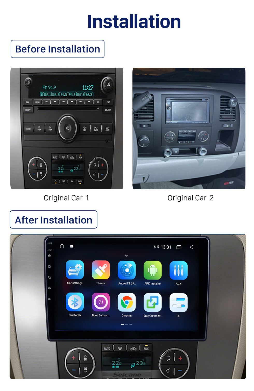 Seicane 10,1 pouces Android 10.0 Radio de navigation GPS pour 2007-2012 Chevrolet Chevrolet / Buick / GMC / Hummer / Pontiac / Saturn / Suzuki avec écran tactile HD Prise en charge Bluetooth Carplay TPMS Seicane 10,1 pouces Android 10.0 Radio de navigation GPS pour 2007-2012 Chevrolet Chevrolet / Buick / GMC / Hummer / Pontiac / Saturn / Suzuki avec écran tactile HD Prise en charge Bluetooth Carplay TPMS