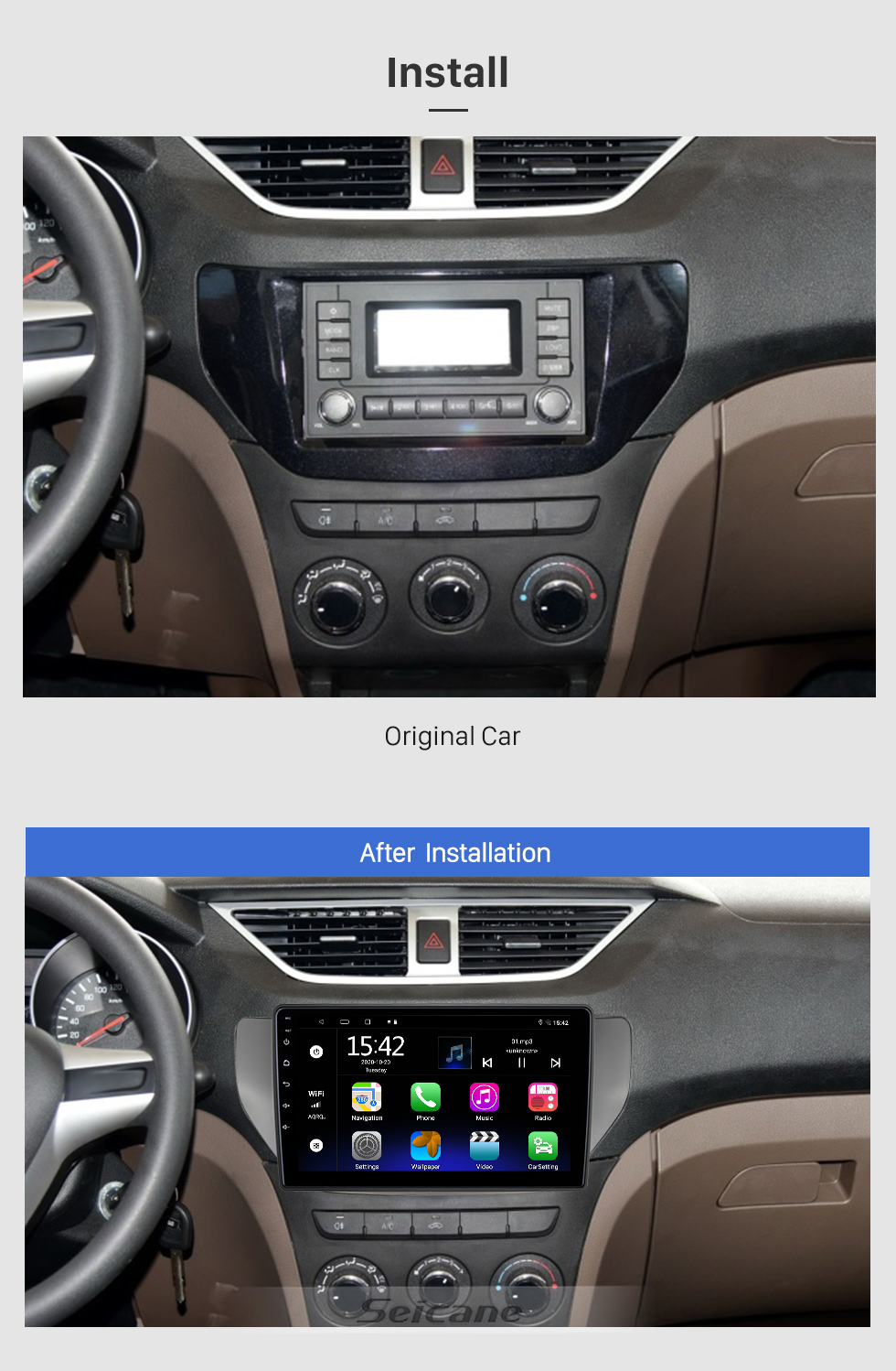 Seicane 9 polegadas Android 10.0 para Hyundai SantaFe RHD 2006-2012 HD Touchscreen Rádio GPS Sistema de navegação Suporte Bluetooth Carplay OBD2 DVR 3G WiFi Controle de volante