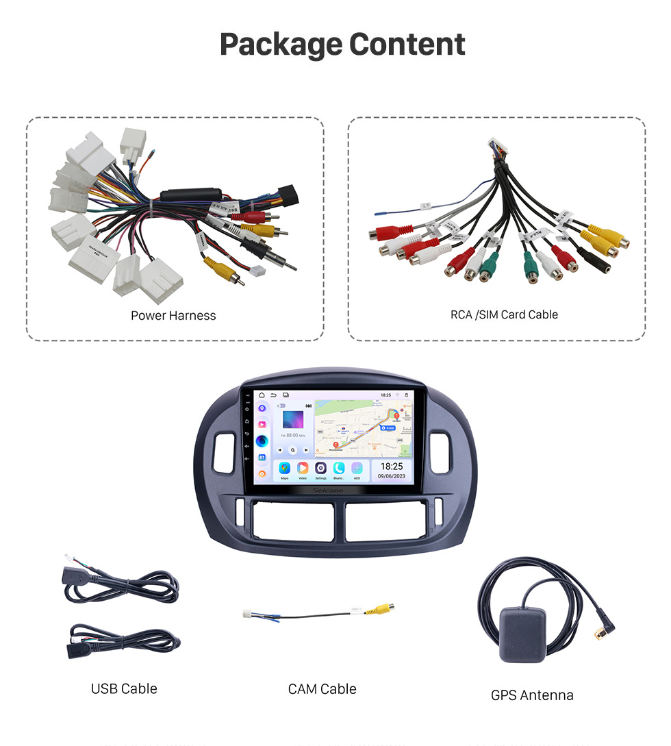 Seicane Pour 2004 TOYOTA ESTIMA/ PREVIA/ ACR30 LHD Radio Android 10.0 HD Écran tactile 9 pouces Système de navigation GPS avec prise en charge Bluetooth Carplay DVR