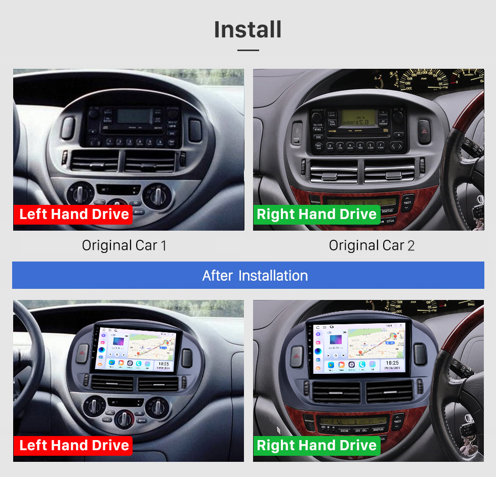 Seicane Pour 2004 TOYOTA ESTIMA/ PREVIA/ ACR30 LHD Radio Android 10.0 HD Écran tactile 9 pouces Système de navigation GPS avec prise en charge Bluetooth Carplay DVR