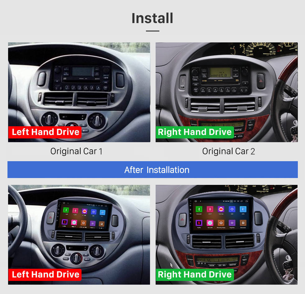 Seicane OEM Android 12.0 para 2004 TOYOTA ESTIMA/ PREVIA/ ACR30 LHD Rádio com Bluetooth 9 polegadas HD Touchscreen Sistema de Navegação GPS Carplay suporte DSP