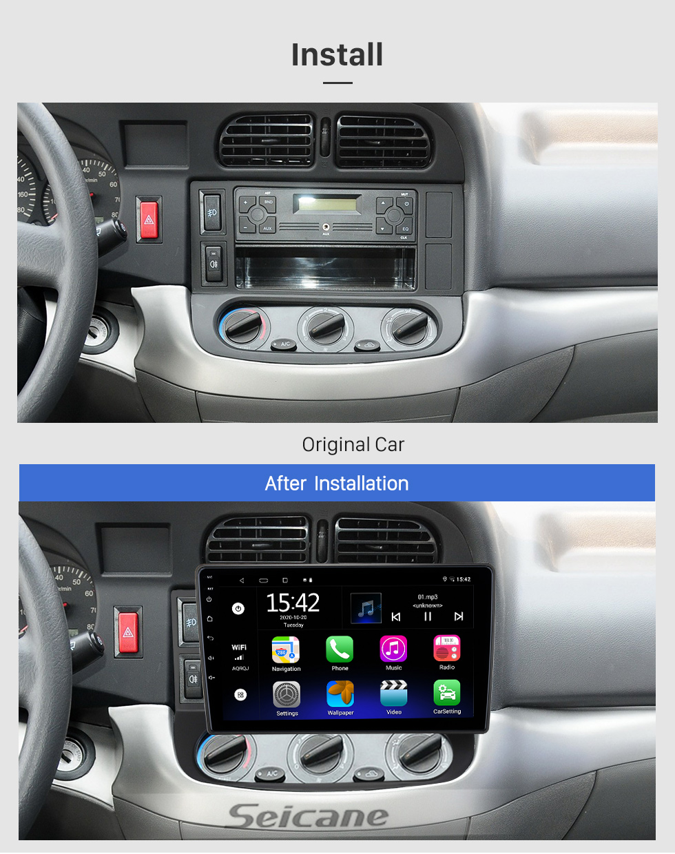 Seicane 9 pouces Android 10.0 pour HONDA JADE RHD 2013 Radio système de navigation GPS avec écran tactile HD Bluetooth Carplay support OBD2