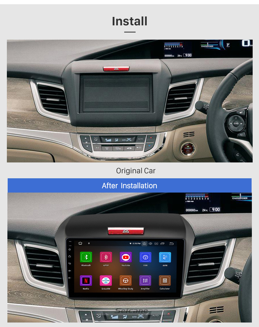 Seicane 9 pouces Android 11.0 pour HONDA JADE RHD 2013 Radio système de navigation GPS avec écran tactile HD Bluetooth Carplay support OBD2