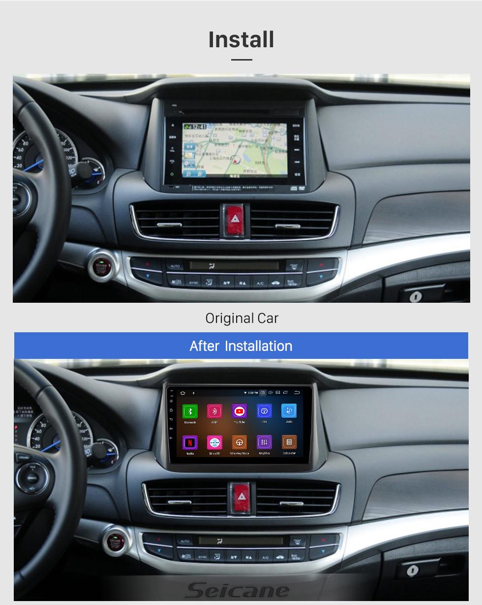 Seicane Pour HONDA CROSSTOUR 2014-2016 Radio Android 11.0 HD écran tactile 9 pouces avec AUX Bluetooth système de navigation GPS Carplay supporte la vidéo 1080P