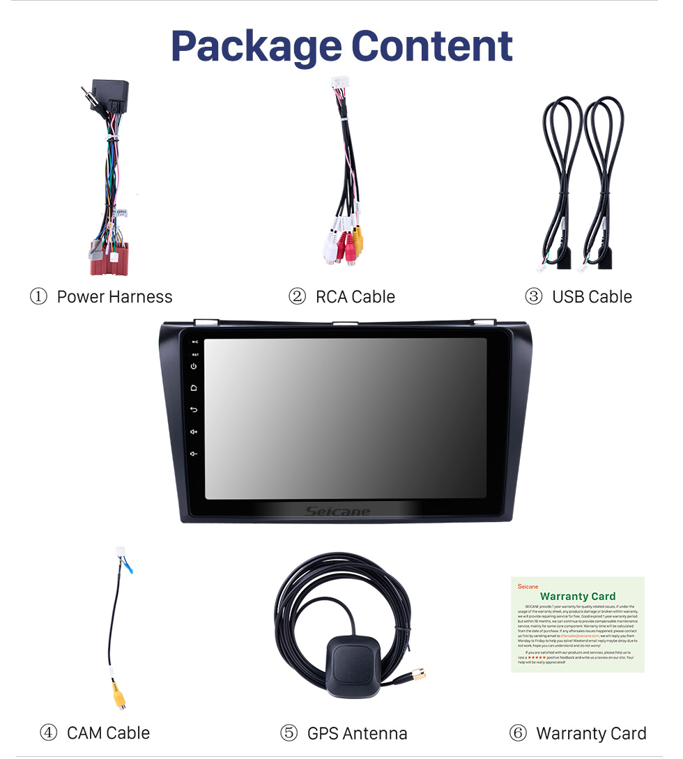 Seicane All-in-one Android 10.0 2004-2009 Mazda 3 Radio Upgrade with in Dash GPS Navigation System 1024*600 Multi-touch Capacitive Screen Bluetooth Music OBD2 3G WiFi HD 1080P DVR USB Backup Camera Seicane All-in-one Android 10.0 2004-2009 Mazda 3 Radio Upgrade with in Dash GPS Navigation System 1024*600 Multi-touch Capacitive Screen Bluetooth Music OBD2 3G WiFi HD 1080P DVR USB Backup Camera