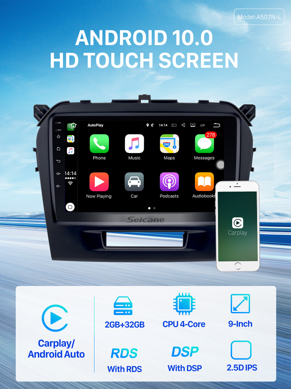 Seicane 2015 2016 Suzuki Vitara Android 10.0 Radio DVD player GPS navigation system with HD 1024*600 touch screen OBD2 DVR TV 1080P Video WIFI Steering Wheel Control Bluetooth USB backup camera Seicane 2015 2016 Suzuki Vitara Android 10.0 Radio DVD player GPS navigation system with HD 1024*600 touch screen OBD2 DVR TV 1080P Video WIFI Steering Wheel Control Bluetooth USB backup camera
