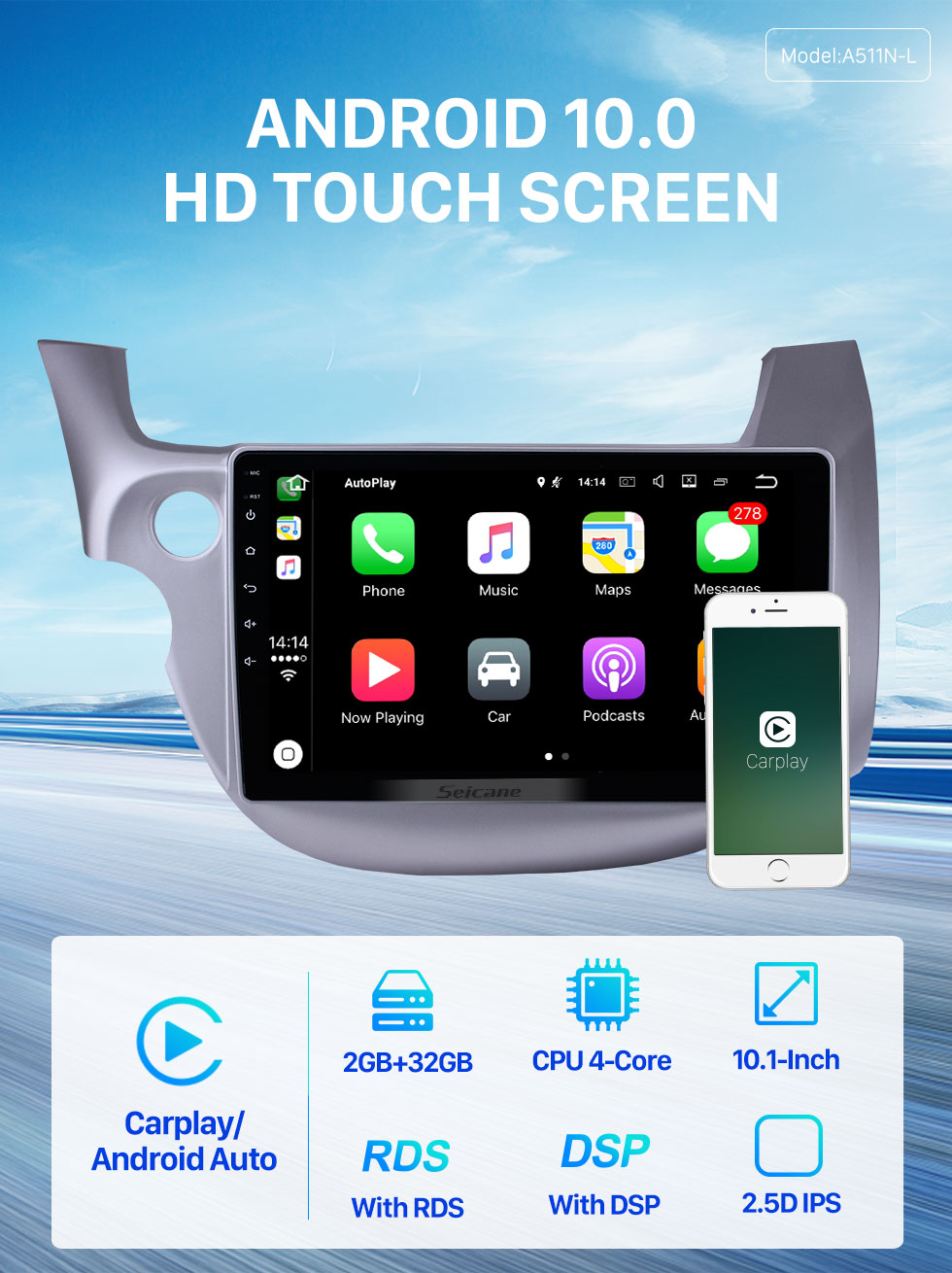 Seicane 10.1 pulgadas Android 10.0 Radio GPS Estéreo para automóvil para 2007-2013 Honda FIT controlador de mano izquierda WIFI Bluetooth Mirror Link HD 1024 * 600 Pantalla táctil SWC Sistema de navegación OBD2 DVR Cámara de visión trasera TV USB 1080P Video Seicane 10.1 pulgadas Android 10.0 Radio GPS Estéreo para automóvil para 2007-2013 Honda FIT controlador de mano izquierda WIFI Bluetooth Mirror Link HD 1024 * 600 Pantalla táctil SWC Sistema de navegación OBD2 DVR Cámara de visión trasera TV USB 1080P Video