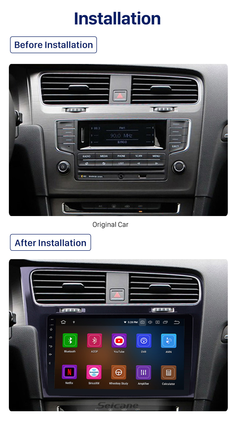 Golf 7 2014 Radio 10.1 inch For 2013 2014 2015 VW Volkswagen Golf 7 LHD Android 10.0 Radio GPS Navigation Car stereo with 2.5D IPS Touchscreen Carplay OBD2 Steering Wheel Control Rearview Camera