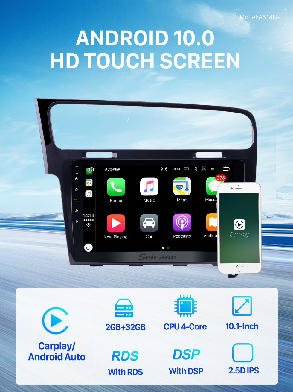 Seicane 10.1 inch For 2013 2014 2015 VW Volkswagen Golf 7 LHD Android 10.0 Radio GPS Navigation Car stereo with 1024*600 Touchscreen Mirror Link OBD2 Steering Wheel Control Rearview Camera Seicane 10.1 inch For 2013 2014 2015 VW Volkswagen Golf 7 LHD Android 10.0 Radio GPS Navigation Car stereo with 1024*600 Touchscreen Mirror Link OBD2 Steering Wheel Control Rearview Camera