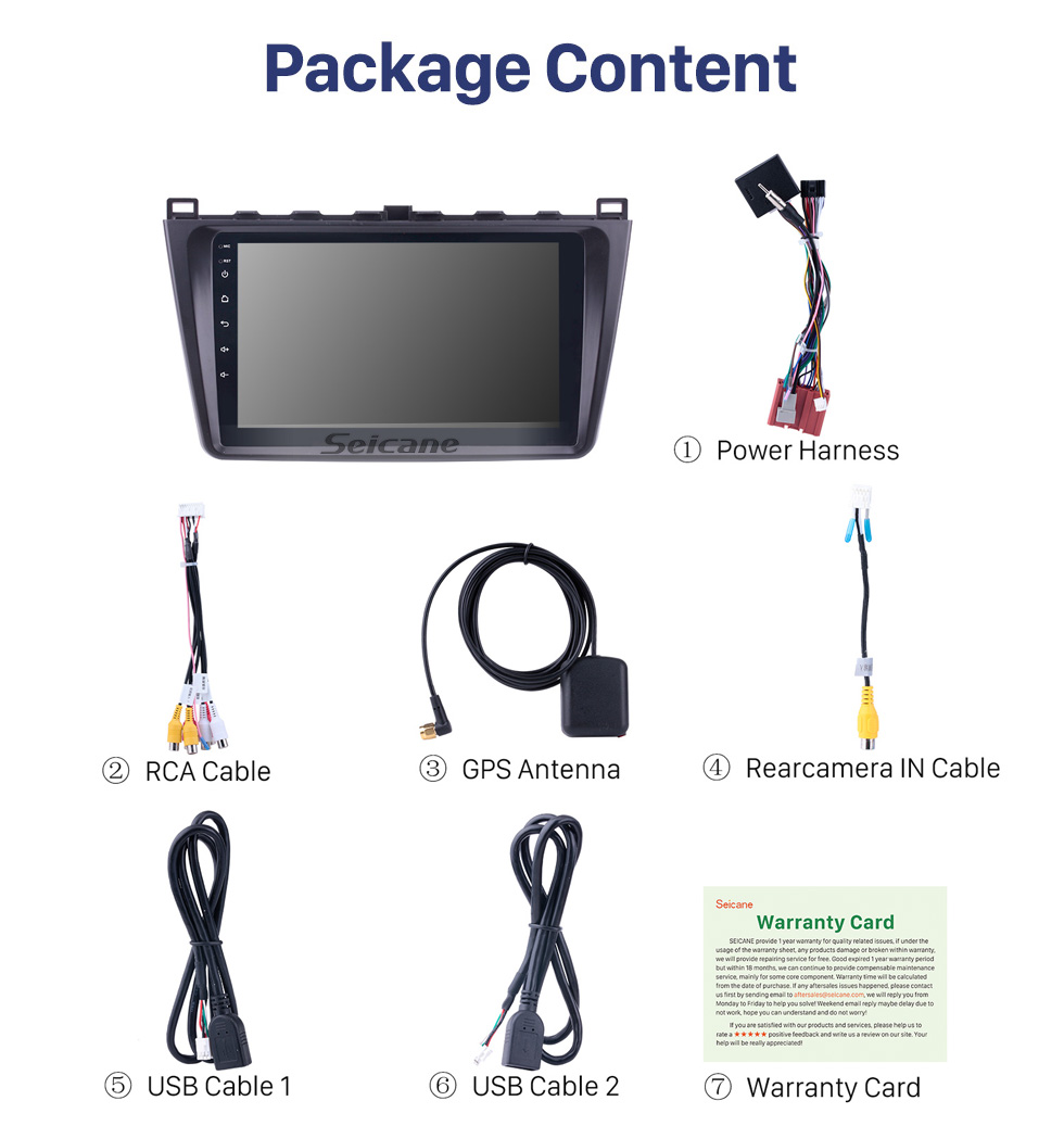 Seicane HD Touchscreen 2008-2015 Mazda 6 Android 10.0 Radio GPS Bluetooth TPMS DVR Rearview camera TV 3G WIFI 16G Flash CPU Quad Core Seicane HD Touchscreen 2008-2015 Mazda 6 Android 10.0 Radio GPS Bluetooth TPMS DVR Rearview camera TV 3G WIFI 16G Flash CPU Quad Core