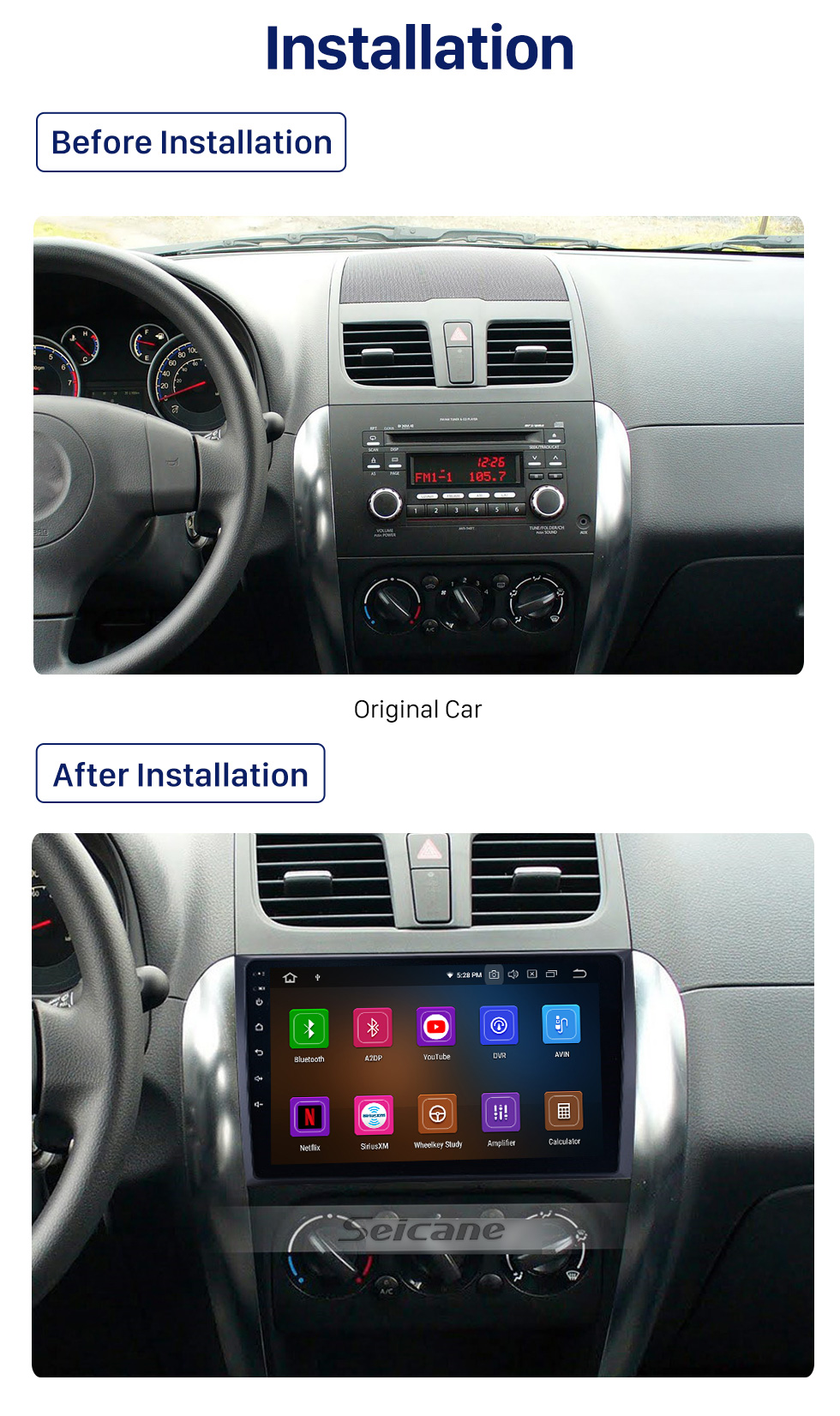 Android 10.0 HD Pantalla táctil Radio estéreo para coche para 2007-2015 Suzuki Fiat Sedici Sistema de GPS Bluetooth Reproductor DVD Música USB WIFI DVR OBD2 1080P